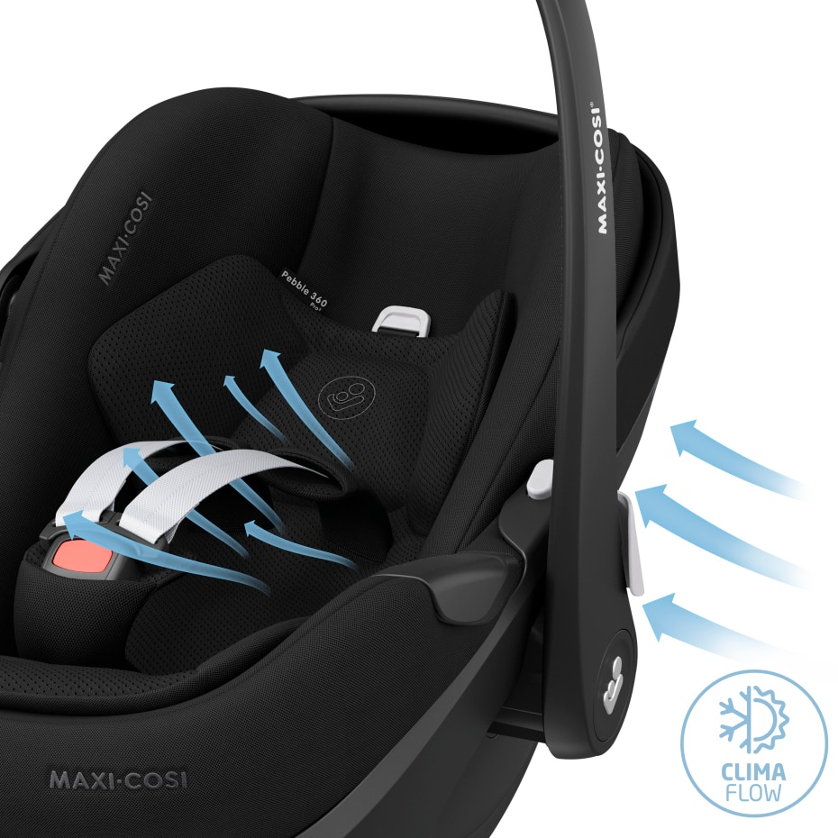 Maxi Cosi Pebble 360 I-size in Essential Black – Hopscotch Hereford